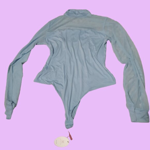 Long Sleeve Turtleneck Mesh Bodysuit with Snap Closure - Picture 5 of 8